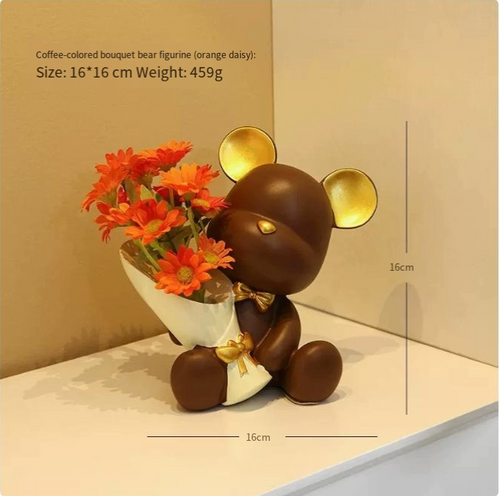 Oso Decorativo con Florero Elegante