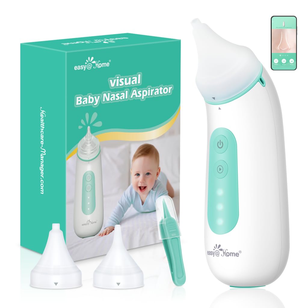 Aspirador Nasal Eléctrico para Bebés ENA101 con Cámara: Limpiador de Nariz Controlado por Aplicación Gratuita, Compatible con Apps de iOS & Android