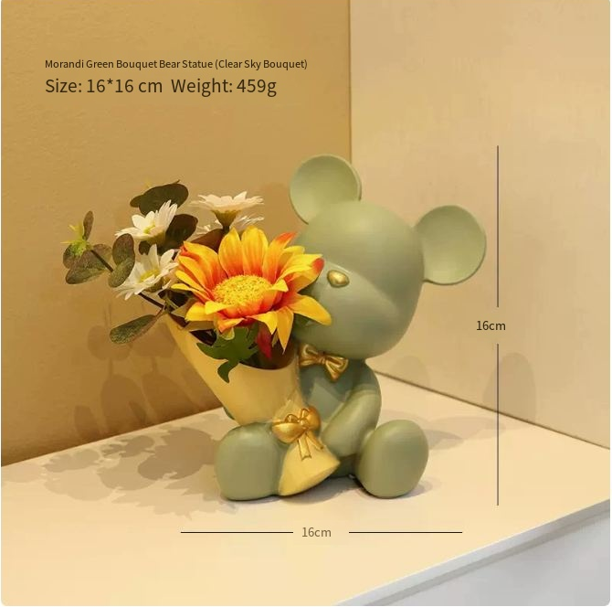 Oso Decorativo con Florero Elegante