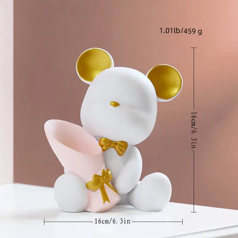 Oso Decorativo con Florero Elegante