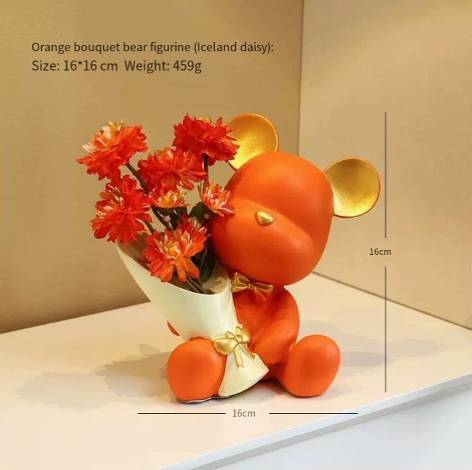 Oso Decorativo con Florero Elegante