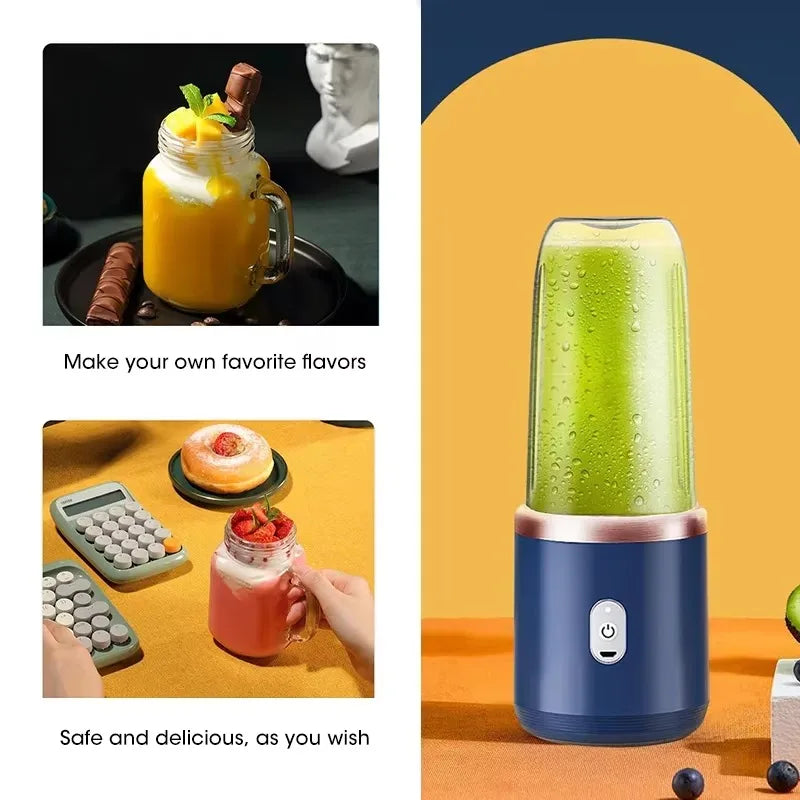 Mini Licuadora Portátil Recargable USB – 6 Cuchillas | Ideal para Jugos y Batidos