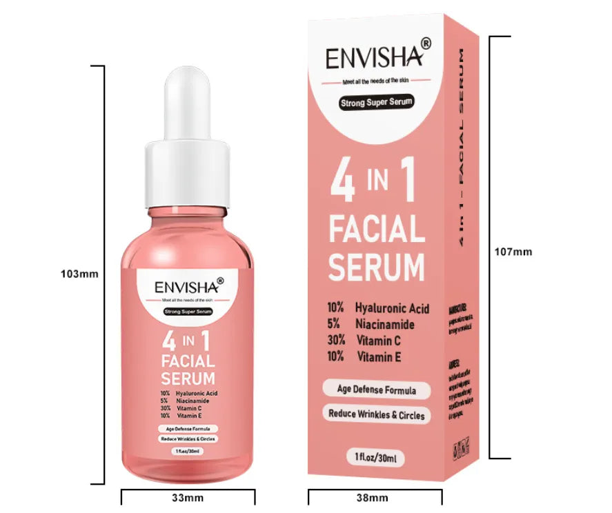 Sérum Facial 4 en 1 Antiedad con Ácido Hialurónico