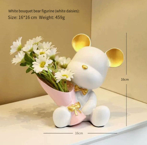 Oso Decorativo con Florero Elegante